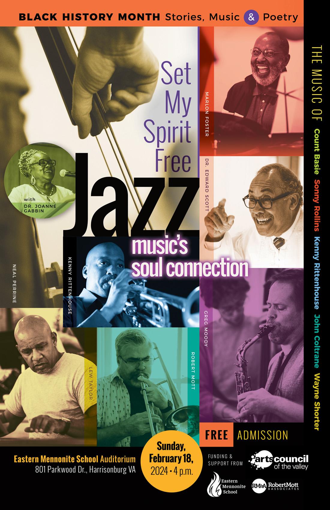 A black History Month event of music, stories and poetry: Set My Spirit Free - Jazz Music's soul connection